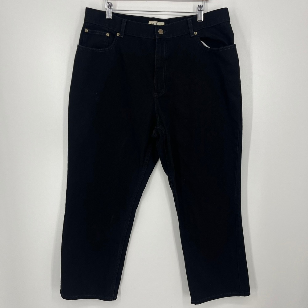 LL Bean Original Fit Womens Size 20W Black Denim Jeans 100 Cotton Straight Leg